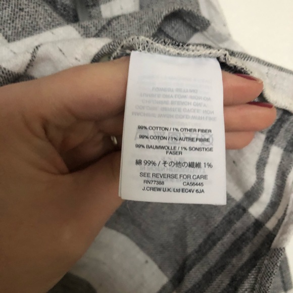 Madewell Gray & White Window Pane Button Blouse - Picture 4 of 6